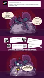 Size: 1000x1776 | Tagged: artist:herny, beanbag, beanbag chair, blushing, comic, derpibooru import, discord, luna-afterdark, princess luna, safe, tumblr