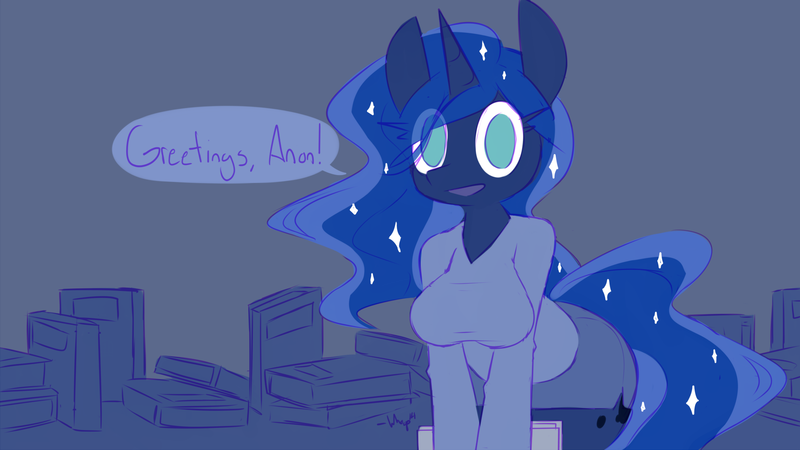 Size: 1920x1080 | Tagged: safe, artist:whoop, derpibooru import, princess luna, anthro, solo, wallpaper