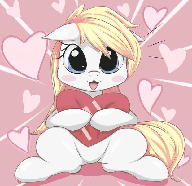 Size: 1617x1565 | Tagged: safe, artist:aryanne, artist:randy, derpibooru import, oc, oc:aryanne, unofficial characters only, earth pony, pony, :3, aryanbetes, blushing, chibi, cute, ear fluff, eyelashes, female, heart, hug, innocent, mare, nap time, nazi, open mouth, pet, pillow, plushie, puffy cheeks, soft, solo, swastika, tiny