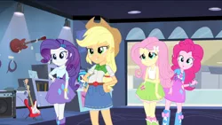 Size: 1280x720 | Tagged: safe, derpibooru import, edit, screencap, applejack, fluttershy, pinkie pie, rarity, vinyl scratch, equestria girls, rainbow rocks, pregnant, pregnant edit, pregnant equestria girls, teen pregnancy