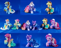 Size: 700x561 | Tagged: applejack, artist:sailorknightwing, blind bag, clothes, custom, derpibooru import, dress, fluttershy, gala dress, irl, mane six, photo, pinkie pie, rainbow dash, rarity, safe, toy, twilight sparkle