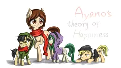 Size: 1150x650 | Tagged: artist:luciferamon, ayano tateyama, derpibooru import, kagerou project, kousuke seto, mekakucity actors, pixiv, ponified, safe, shuuya kano, tsubomi kido