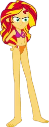 Size: 298x767 | Tagged: safe, artist:toonalexsora007, derpibooru import, sunset shimmer, equestria girls, belly button, bikini, cankles, clothes, feet, long legs, simple background, solo, swimsuit, transparent background, unamused, wat