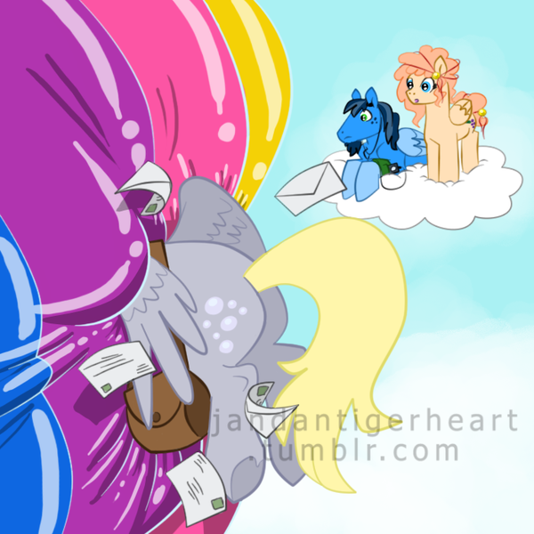 Size: 700x700 | Tagged: safe, artist:songficcer, derpibooru import, derpy hooves, oc, pegasus, pony, female, mare