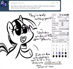 Size: 770x727 | Tagged: artist:tess, derpibooru import, monochrome, paint tool sai, safe, solo, twilight sparkle