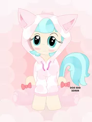 Size: 1523x2018 | Tagged: artist:doneddzorua, cat, cat ears, clothes, cocobetes, coco pommel, cute, derpibooru import, heart eyes, hoodie, pink, safe, socks, solo