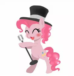 Size: 1247x1280 | Tagged: artist:doubt, cute, derpibooru import, diapinkes, hat, microphone, pinkie pie, safe, solo, top hat