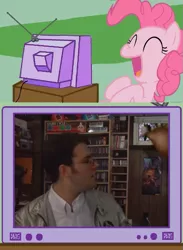 Size: 563x770 | Tagged: angry video game nerd, buffalo, derpibooru import, exploitable meme, laughing, meme, obligatory pony, pinkie pie, poop, safe, star wars games, tv meme