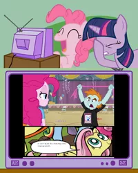 Size: 600x750 | Tagged: safe, derpibooru import, fluttershy, pinkie pie, snips, trixie, twilight sparkle, equestria girls, accepted meme that never ends, balloon, exploitable meme, look what trixie found, meme, memeception, nature is so fascinating, obligatory pony, snips shirt, the meme that never ends, tv meme, yu-gi-oh!