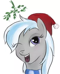 Size: 821x1019 | Tagged: artist:cwossie, derpibooru import, hat, mistletoe, oc, oc:northern cross, portrait, safe, santa hat, solo, unofficial characters only