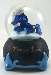 Size: 1494x2195 | Tagged: safe, artist:madponyscientist, derpibooru import, princess luna, custom, moon, prone, snow, snow globe, solo