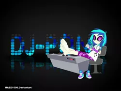 Size: 2000x1500 | Tagged: safe, artist:maze1000, derpibooru import, vinyl scratch, equestria girls, barefoot, feet, foot fetish, solo