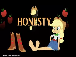 Size: 2000x1500 | Tagged: safe, artist:maze1000, derpibooru import, applejack, equestria girls, apple, barefoot, boots, cowboy boots, feet, food, foot fetish, foot focus, sitting, solo