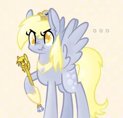 Size: 600x575 | Tagged: safe, artist:nyanpegasus, derpibooru import, derpy hooves, pegasus, pony, ..., angry, ask-princessderpy, cute, derpabetes, female, frown, glare, hoof hold, mare, nose wrinkle, raised hoof, scrunchy face, simple background, solo, spread wings, twilight scepter, white background