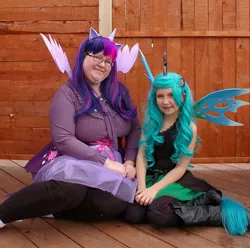 Size: 1787x1770 | Tagged: 2014, artist:brixdan, cosplay, derpibooru import, emerald city comicon, human, irl, irl human, photo, queen chrysalis, safe, target demographic, twilight sparkle, twilight sparkle (alicorn)