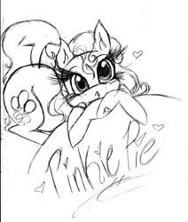 Size: 2550x3013 | Tagged: artist:misaspuppy, derpibooru import, g3, monochrome, pinkie pie, safe, solo, traditional art