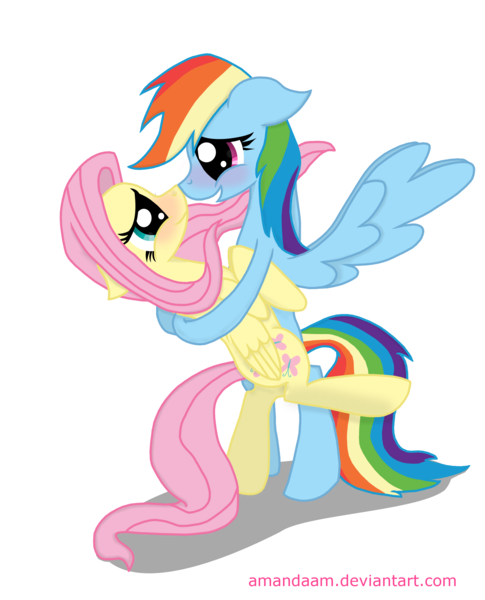 Size: 1952x2414 | Tagged: safe, artist:amandaam, derpibooru import, fluttershy, rainbow dash, female, flutterdash, lesbian, shipping