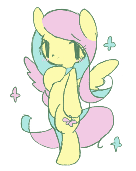 Size: 600x750 | Tagged: safe, artist:wasu, derpibooru import, fluttershy, pony, bipedal, pixiv, solo