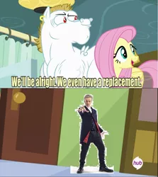 Size: 640x717 | Tagged: 1000 hours in ms paint, bulk biceps, derpibooru import, doctor who, exploitable meme, fluttershy, meme, ms paint, peter capaldi, replacement meme, safe, twelfth doctor