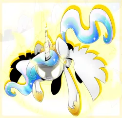 Size: 900x870 | Tagged: safe, artist:pegasisters82, derpibooru import, princess celestia, alicorn, pony, eyes closed, female, glowing horn, horn, mare, solo