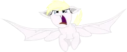 Size: 3000x1235 | Tagged: safe, artist:accu, derpibooru import, oc, oc:aryanne, unofficial characters only, bat, bat pony, pony, angry, animal, blonde, daywalker, female, growling, hungry, savage, solo, teeth, vicious, wings