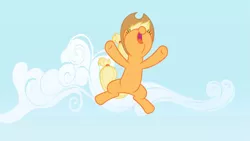 Size: 1365x768 | Tagged: applebuck season, applejack, derpibooru import, falling, happy, incoming hug, jumping, landing, safe, screencap, smiling, solo