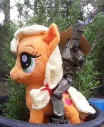 Size: 1000x1215 | Tagged: safe, artist:texasuberalles, derpibooru import, applejack, earth pony, pony, cherno alpha, crossover, gun, hat, irl, jaeger, neca, pacific rim, photo, plushie, shotgun, toy, weapon