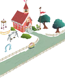 Size: 817x978 | Tagged: artist:miketheuser, background, building, derpibooru import, flag, isometric, mlp online, ponyville schoolhouse, safe, school, simple background, swing, transparent background, vector, weather vane