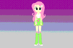Size: 720x480 | Tagged: safe, artist:xenstroke, derpibooru import, fluttershy, equestria girls, animated, boots, clothes, flash puppet, high heel boots, skirt, solo, turnaround