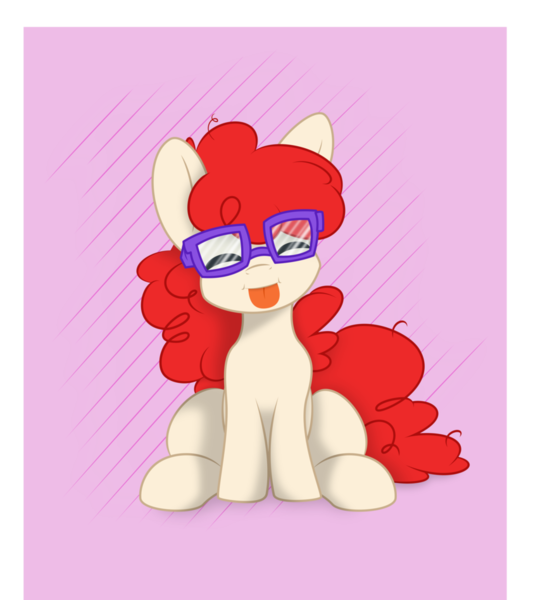 Size: 842x948 | Tagged: safe, artist:hourglass-vectors, derpibooru import, twist, earth pony, pony, call of the cutie, :p, cute, eyes closed, filly, glasses, silly, sitting, solo, tongue out, twistabetes