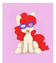 Size: 842x948 | Tagged: safe, artist:hourglass-vectors, derpibooru import, twist, earth pony, pony, call of the cutie, :p, cute, eyes closed, filly, glasses, silly, sitting, solo, tongue out, twistabetes