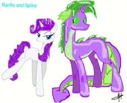 Size: 920x744 | Tagged: safe, artist:mlpcharactors1216, derpibooru import, rarity, spike, pony, unicorn, female, male, ponified spike, shipping, sparity, straight