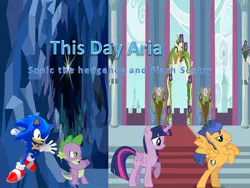 Size: 960x720 | Tagged: safe, derpibooru import, flash sentry, spike, twilight sparkle, twilight sparkle (alicorn), alicorn, pony, bad edit, copy and paste, crossover, female, mare, sonic the hedgehog, sonic the hedgehog (series), twisonic