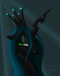 Size: 1369x1725 | Tagged: artist:winterdominus, changeling, changeling queen, dead source, derpibooru import, female, portrait, queen chrysalis, safe, solo