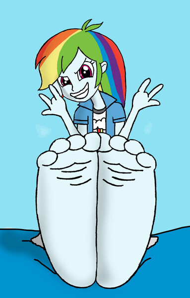 Size: 1956x3063 | Tagged: questionable, artist:skullmaster1990, artist:wizardan, derpibooru import, rainbow dash, equestria girls, 1000 hours in ms paint, feet, foot fetish, foot focus, ms paint, soles, solo, toes