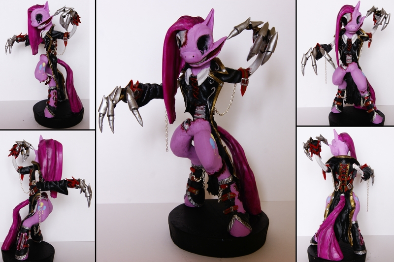 Size: 4592x3056 | Tagged: grimdark, artist:retardeddogproductns, derpibooru import, pinkie pie, pony, undead, bipedal, blood, bone, claws, clothes, craft, gore, gothic, irl, photo, pinkamena diane pie, sculpture, solo