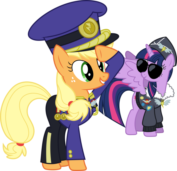 Size: 1583x1532 | Tagged: safe, artist:gamemasterluna, derpibooru import, applejack, colonel purple dart, commander easy glider, twilight sparkle, twilight sparkle (alicorn), alicorn, pony, testing testing 1-2-3, ancient wonderbolts uniform, female, mare, simple background, svg, transparent background, vector