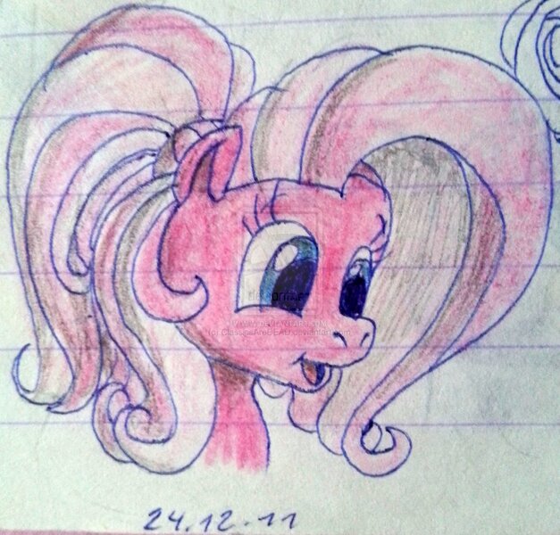 Size: 1280x1224 | Tagged: artist:colossalstinker, derpibooru import, g3.5, lined paper, pinkie pie, safe, solo, traditional art