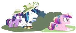 Size: 1200x530 | Tagged: artist:dm29, binoculars, book, cute, derpibooru import, filly, gritted teeth, hat, julian yeo is trying to murder us, pith helmet, princess cadance, reading, safe, shining armor, simple background, spying, transparent background, trio, twilight sparkle, wide eyes