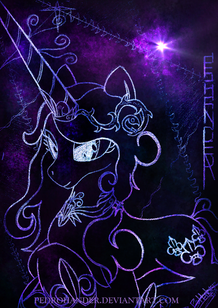 Size: 1649x2321 | Tagged: safe, artist:pedrohander, derpibooru import, fleur-de-lis, pony, unicorn, digital art, solo, universe