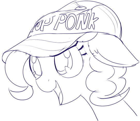 Size: 542x471 | Tagged: artist:mcsadat, baseball cap, cute, derpibooru import, floppy ears, fluffy, grayscale, hat, monochrome, open mouth, pinkie pie, ponk, safe, smiling, solo, top gun