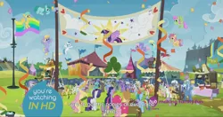 Size: 1440x763 | Tagged: safe, derpibooru import, screencap, amethyst star, apple bumpkin, apple fritter, applejack, candy mane, cloud kicker, covalent bond, cranky doodle donkey, discord, doctor whooves, fluttershy, lightning bolt, linky, lyra heartstrings, merry may, minuette, mr. waddle, pinkie pie, pokey pierce, rainbow dash, rainbowshine, rarity, shoeshine, spike, spring melody, sprinkle medley, time turner, twilight sparkle, twilight sparkle (alicorn), white lightning, written script, alicorn, donkey, earth pony, pegasus, pony, unicorn, trade ya, female, mane six, mare, meme, thunderbolt, youtube caption