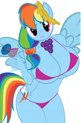 Size: 3505x5277 | Tagged: anthro, artist:nookturn, artist:nuke928, artist:sofunnyguy, big breasts, bikini, breasts, busty rainbow dash, clothes, derpibooru import, edit, female, looking at you, rainbow dash, solo, solo female, suggestive, swimsuit