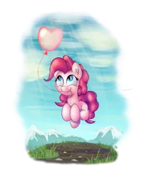 Size: 1250x1500 | Tagged: safe, artist:bobdude0, derpibooru import, pinkie pie, balloon, heart balloon, mouth hold, pronking, solo