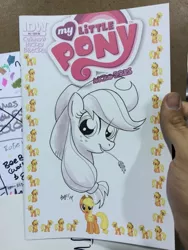 Size: 768x1024 | Tagged: safe, artist:tonyfleecs, derpibooru import, applejack, solo, traditional art