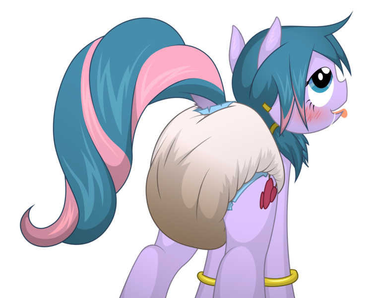 Size: 4038x3188 | Tagged: questionable, artist:diaperpony, artist:fluffyxai, derpibooru import, oc, oc:berry twist, unofficial characters only, ahegao, blushing, diaper, diaper fetish, drool, messy diaper, open mouth, poofy diaper, poop, poopy diaper, scat, solo, tongue out