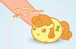 Size: 600x385 | Tagged: safe, artist:4as, derpibooru import, carrot top, golden harvest, earth pony, human, pony, angry, animated, blob, chibi, chubbie, cute, cutie top, dialogue, female, flash, game, link, madorable, mare, offscreen character, offscreen human, open mouth, poking, touch