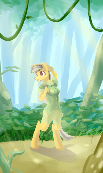 Size: 600x1000 | Tagged: anthro, artist:pashoo, daring do, derpibooru import, jungle, safe, solo, unguligrade anthro