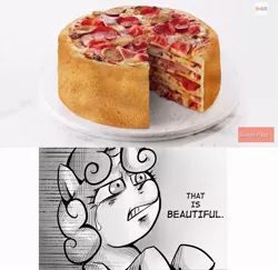 Size: 867x844 | Tagged: exploitable meme, food, meat, meme, pepperoni, pepperoni pizza, pizza, pizza cake, safe, sweetie belle, that is beautiful