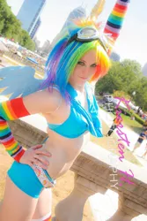 Size: 640x960 | Tagged: artist:electrokittenz, cosplay, derpibooru import, goggles, human, indy pride festival, irl, irl human, photo, rainbow dash, safe, solo